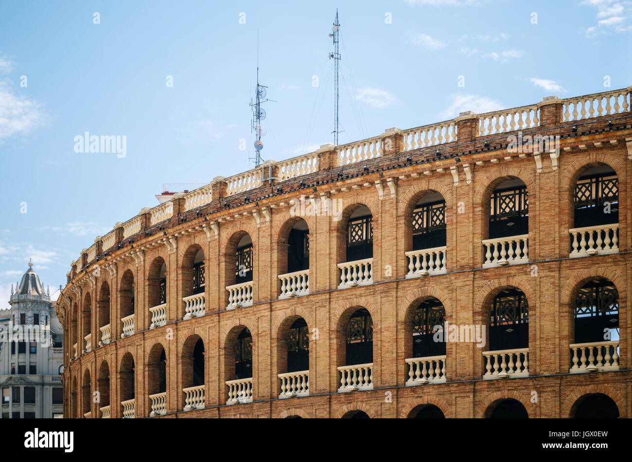Arène Plaza de Toros à Valence, en Espagne. D'intérêt local Banque D'Images