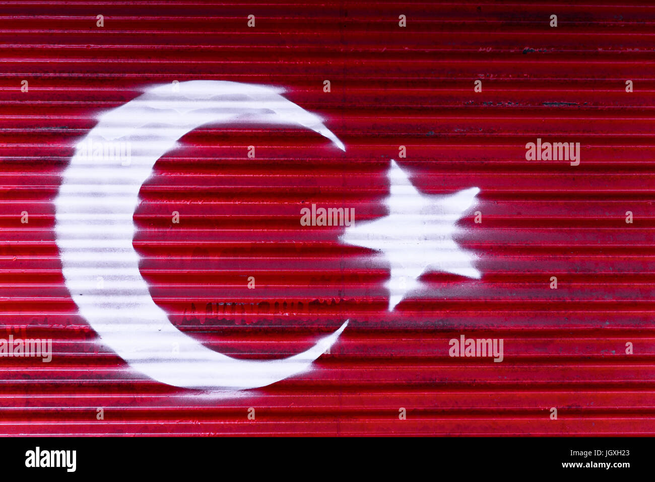 Drapeau national turc peint sur fond de métal Banque D'Images