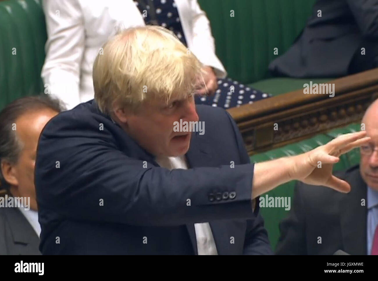 Secrétaire des affaires étrangères Boris Johnson parle à la Chambre des communes, Londres, où il a proposé les dirigeants européens ne peuvent aller "siffler" s'ils s'attendent à ce que la Grande-Bretagne à payer un projet de loi sur le divorce pour se retirer de l'Union européenne. Banque D'Images