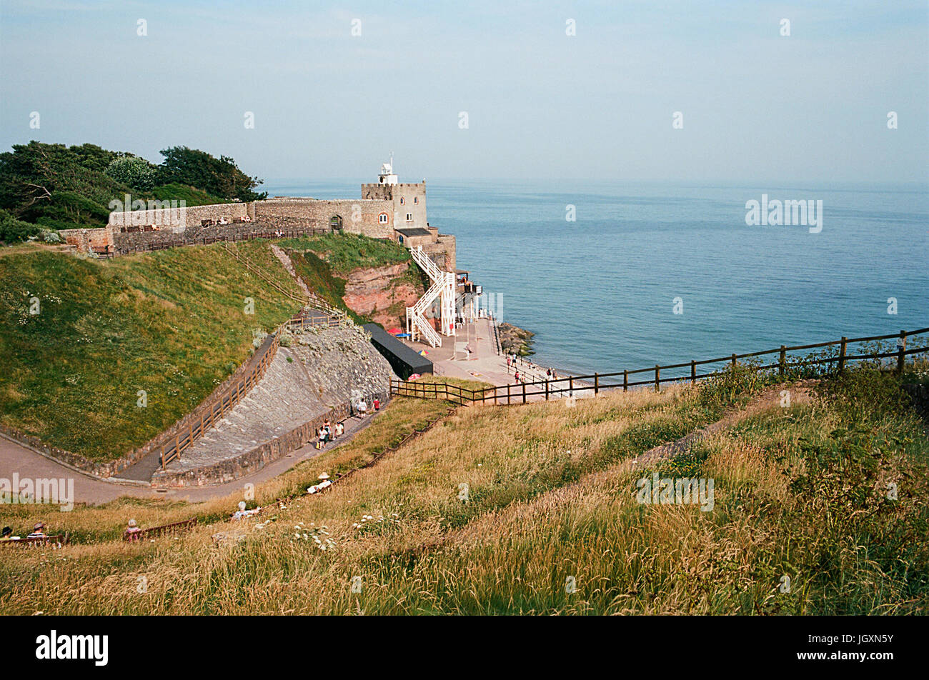 La côte du Devon et Échelle de Jacob à Sidmouth sur la côte sud de l'UK Banque D'Images