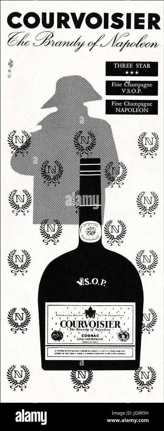 1960 Publicité Publicité cognac Courvoisier dans old vintage magazine en date du 5 décembre 1960 Banque D'Images