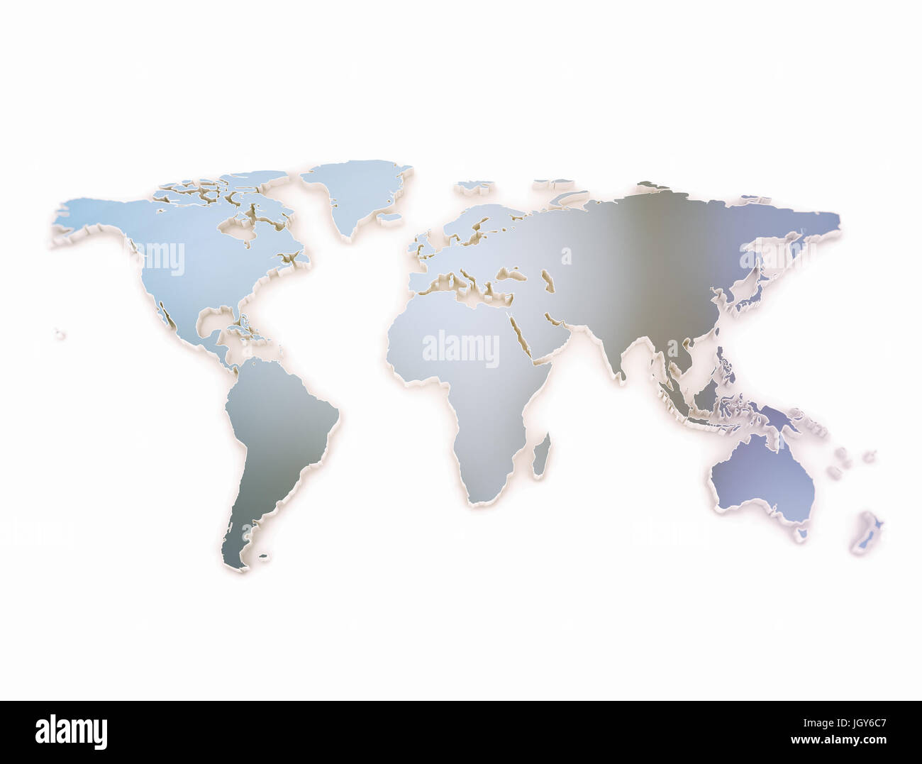 Carte du Monde de métal sur fond blanc Banque D'Images