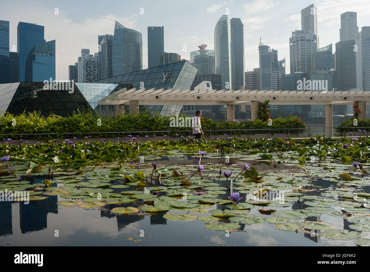 25.05.2017, Singapour, République de Singapour, en Asie - une vue sur le quartier financier de Singapour à Marina Bay. Banque D'Images