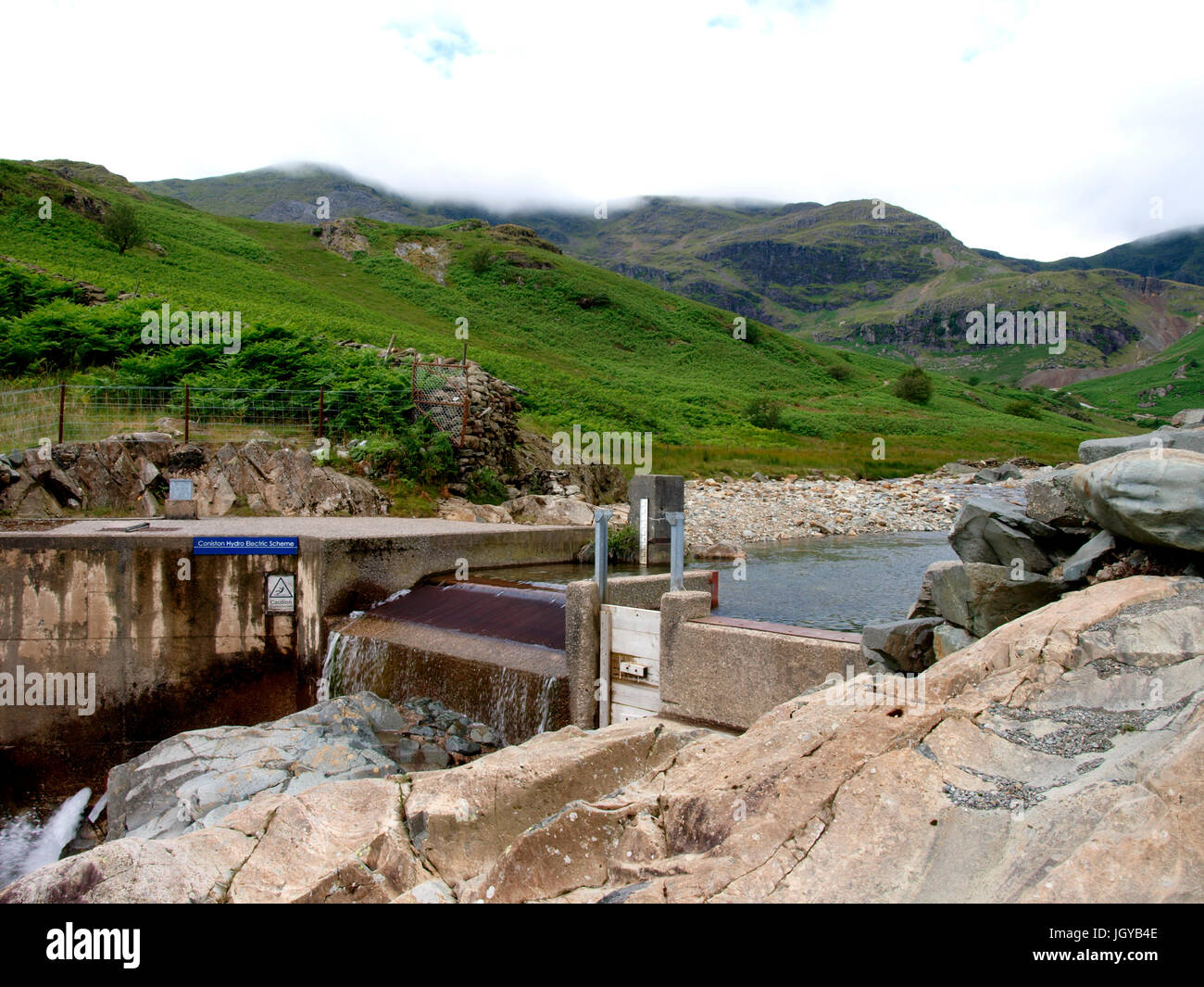 Coniston coppermines hydro electric scheme, valley, Coniston Water, Lake District, Cumbria, Royaume-Uni Banque D'Images