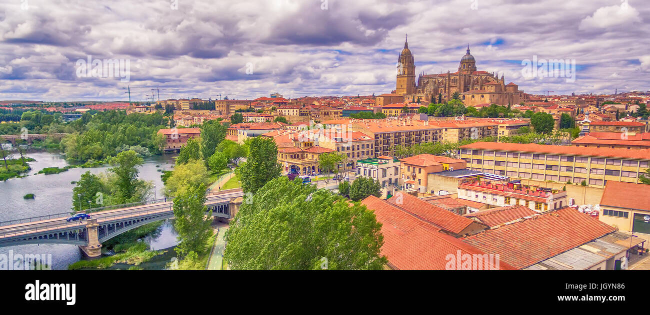 Salamanque, Espagne : la vieille ville et la nouvelle Cathédrale, Catedral Nueva Banque D'Images