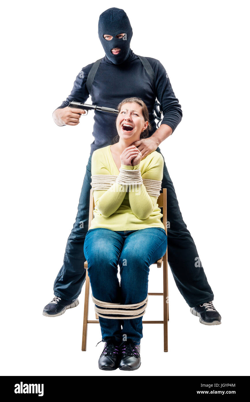 Femme attaché à une chaise par un homme Banque de photographies et d'images  à haute résolution - Alamy