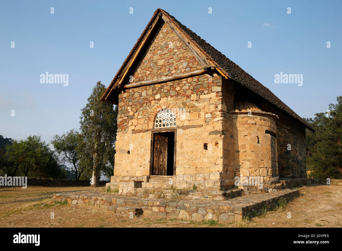 Église Panagia tis Asinou église byzantine. Chypre. Banque D'Images