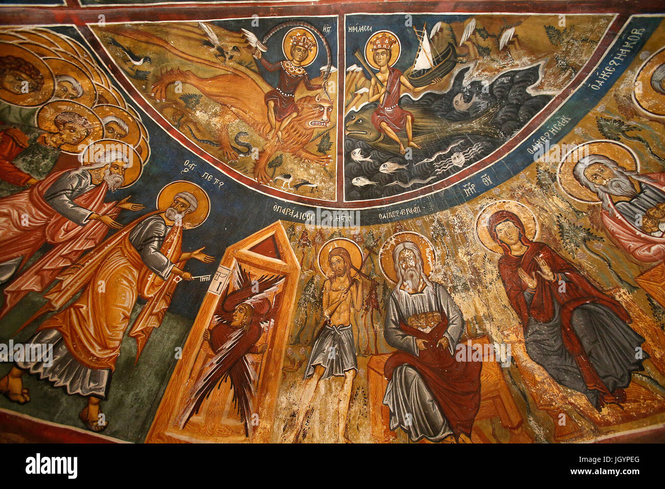 Église Panagia tis Asinou église byzantine. Des fresques. Chypre. Banque D'Images