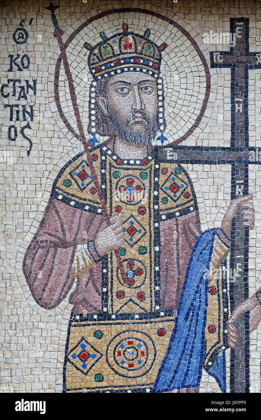 Saint Constantine mosaic à Kakopetria. Chypre. Banque D'Images