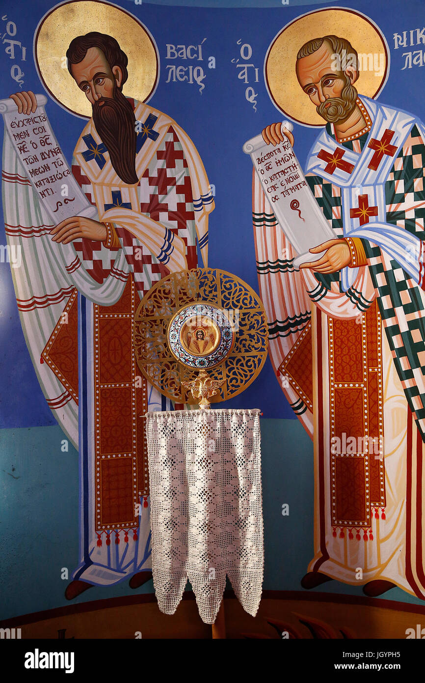Objet liturgique dans le sanctuaire de Pedoulas église orthodoxe. Chypre. Banque D'Images