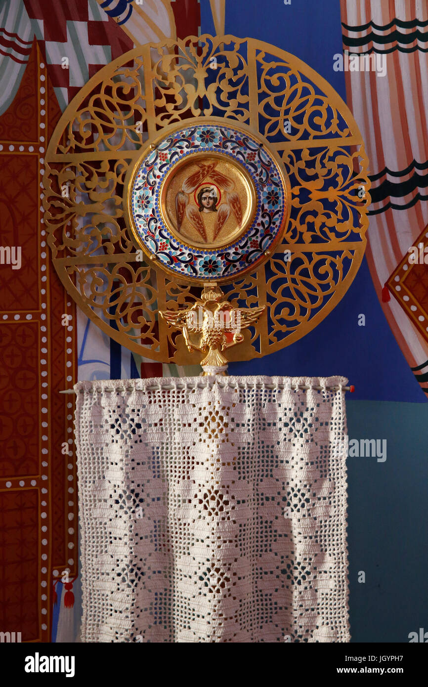 Objet liturgique dans le sanctuaire de Pedoulas église orthodoxe. Chypre. Banque D'Images