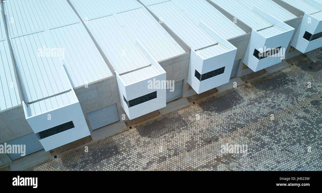 Stockage entrepôt drone aérien thème vue. Nouveau centre de fret commercial Banque D'Images