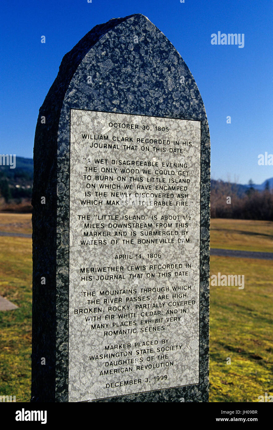 Lewis & Clark, marqueur Columbia Gorge Interpretive Center, Columbia River Gorge National Scenic Area, New York Banque D'Images