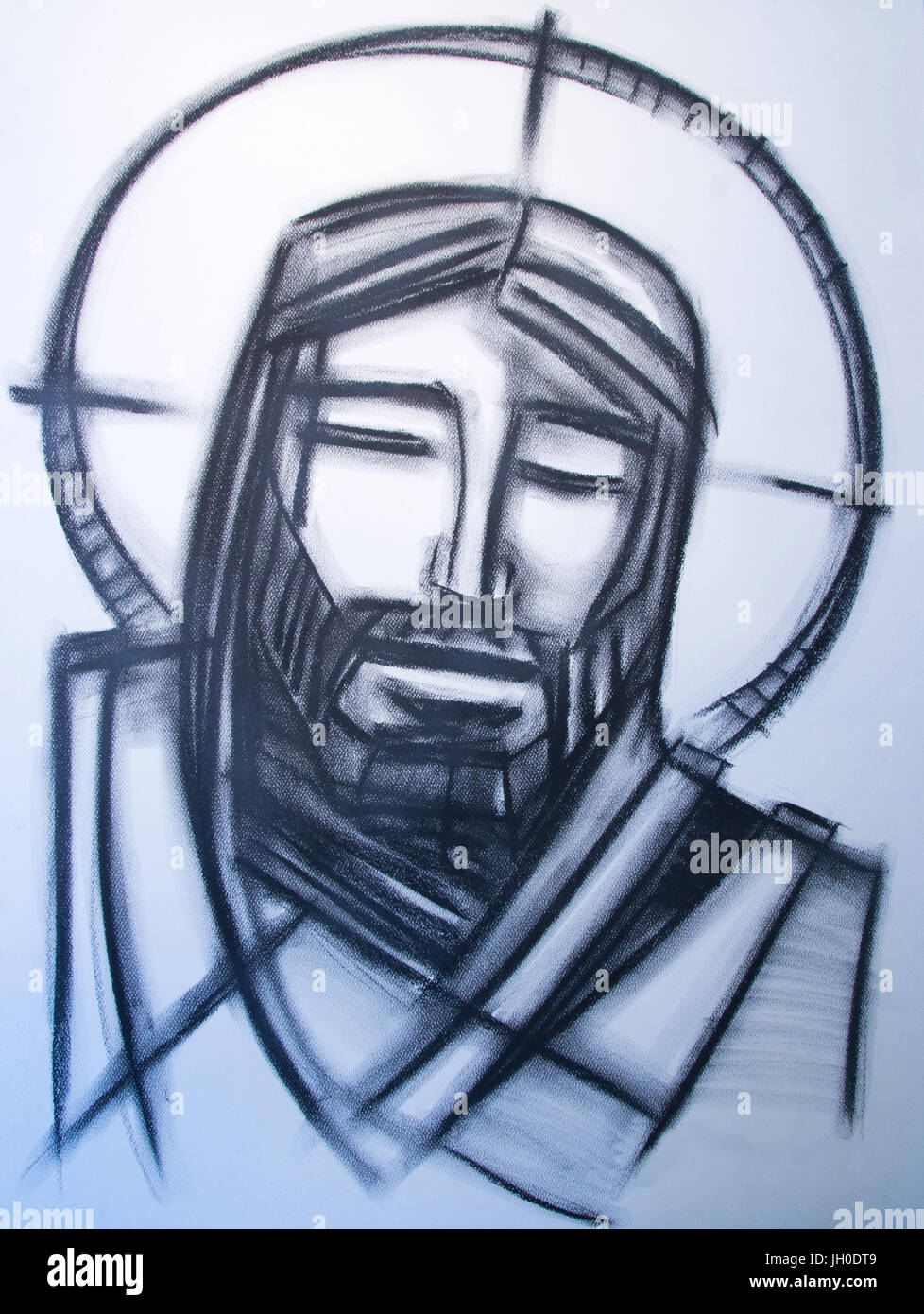 Illustration   la main ou un dessin de Jésus Christ Face Stock