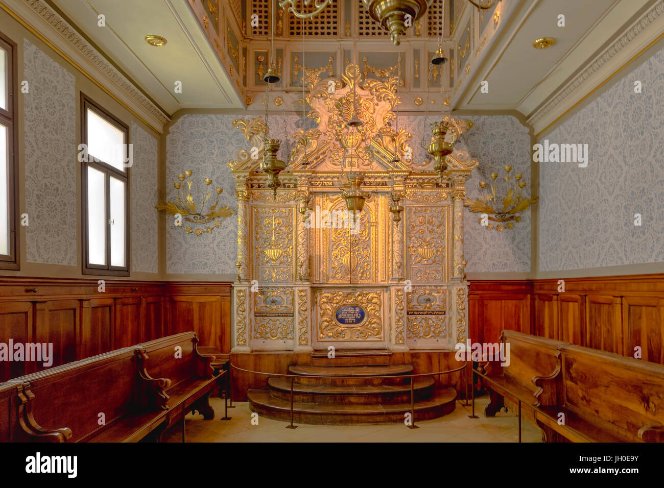 La Synagogue de Rovigo ( de la région de Vénétie, Italie, fin du 17ème siècle ) à l'intérieur du Musée d'Israël, Jérusalem, Israël. Banque D'Images