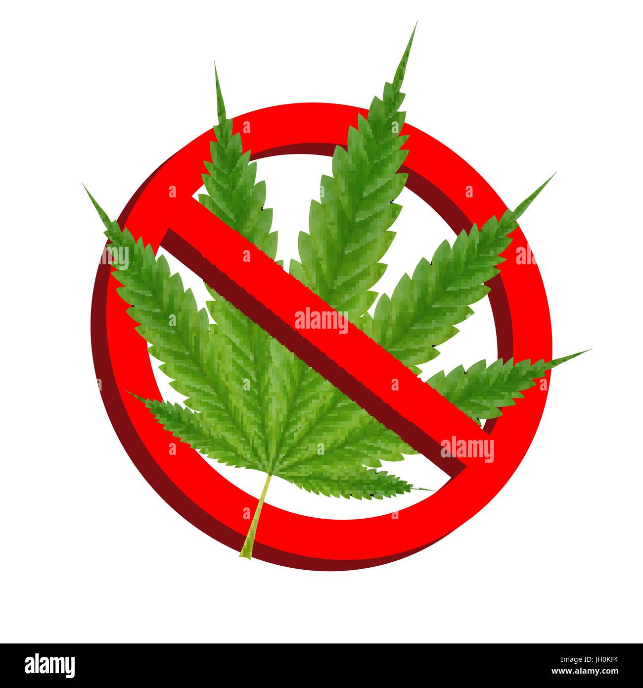 Les panneaux d'interdiction de la marijuana avec green leaf vector Illustration de Vecteur