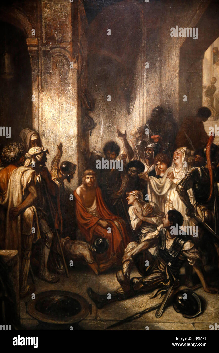 Musée d'Orsay. Alexandre Gabriel Decamps. Jésus Christ dans la salle d'audience. Huile sur toile. 1847. Banque D'Images