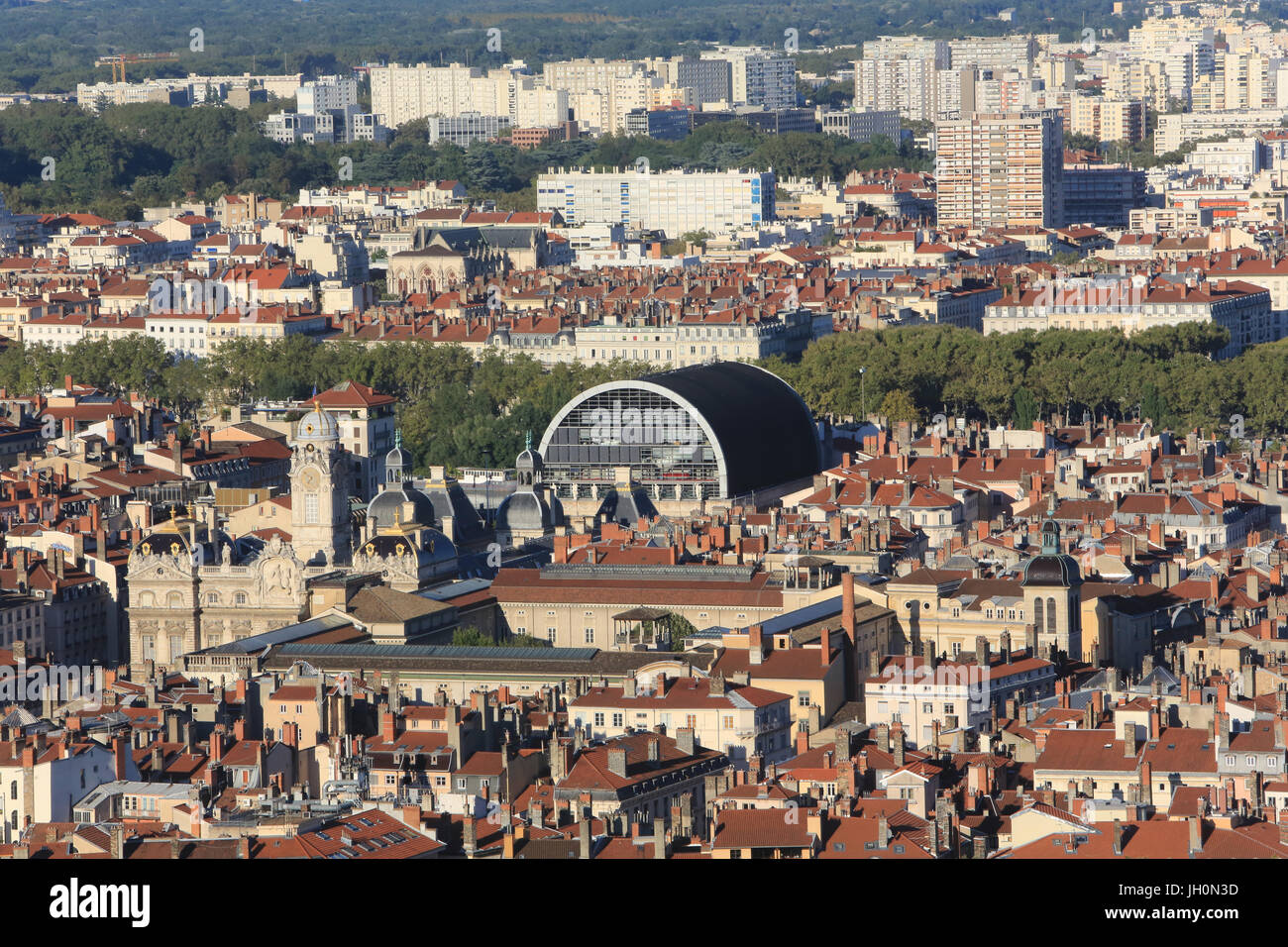 L'opéra. Vue panoramique à partir de la vue de Notre Dame de la colline de Fourvière. La France. Banque D'Images