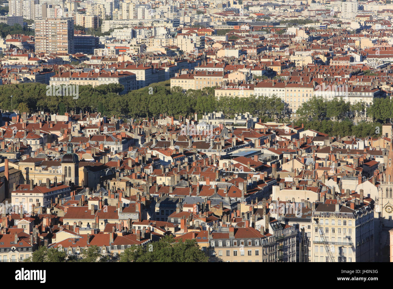 Vue panoramique à partir de la vue de Notre Dame de la colline de Fourvière. La France. Banque D'Images
