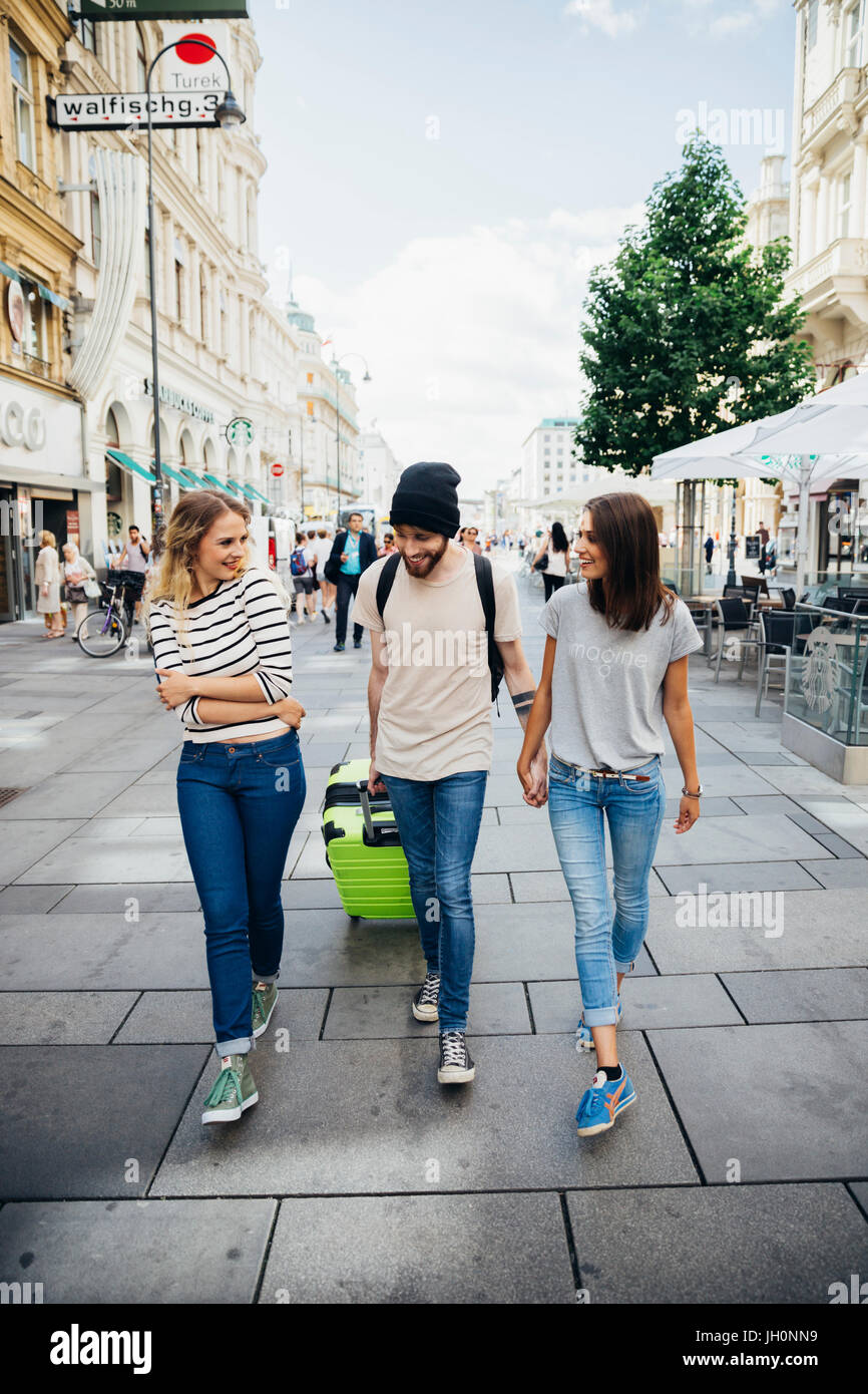 Drei Touristen in Wien, Österreich Banque D'Images