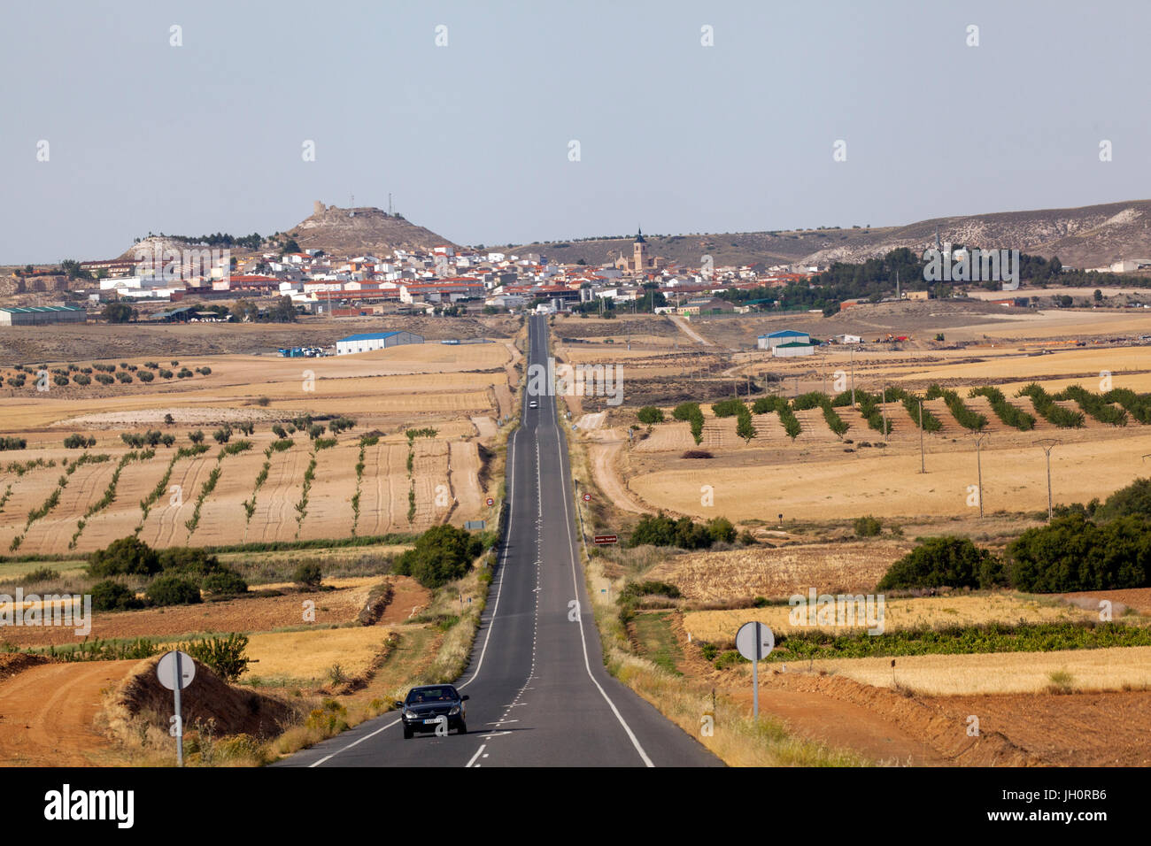 Le paysage aride de la région de Castilla-La Mancha Espagne centrale Banque D'Images