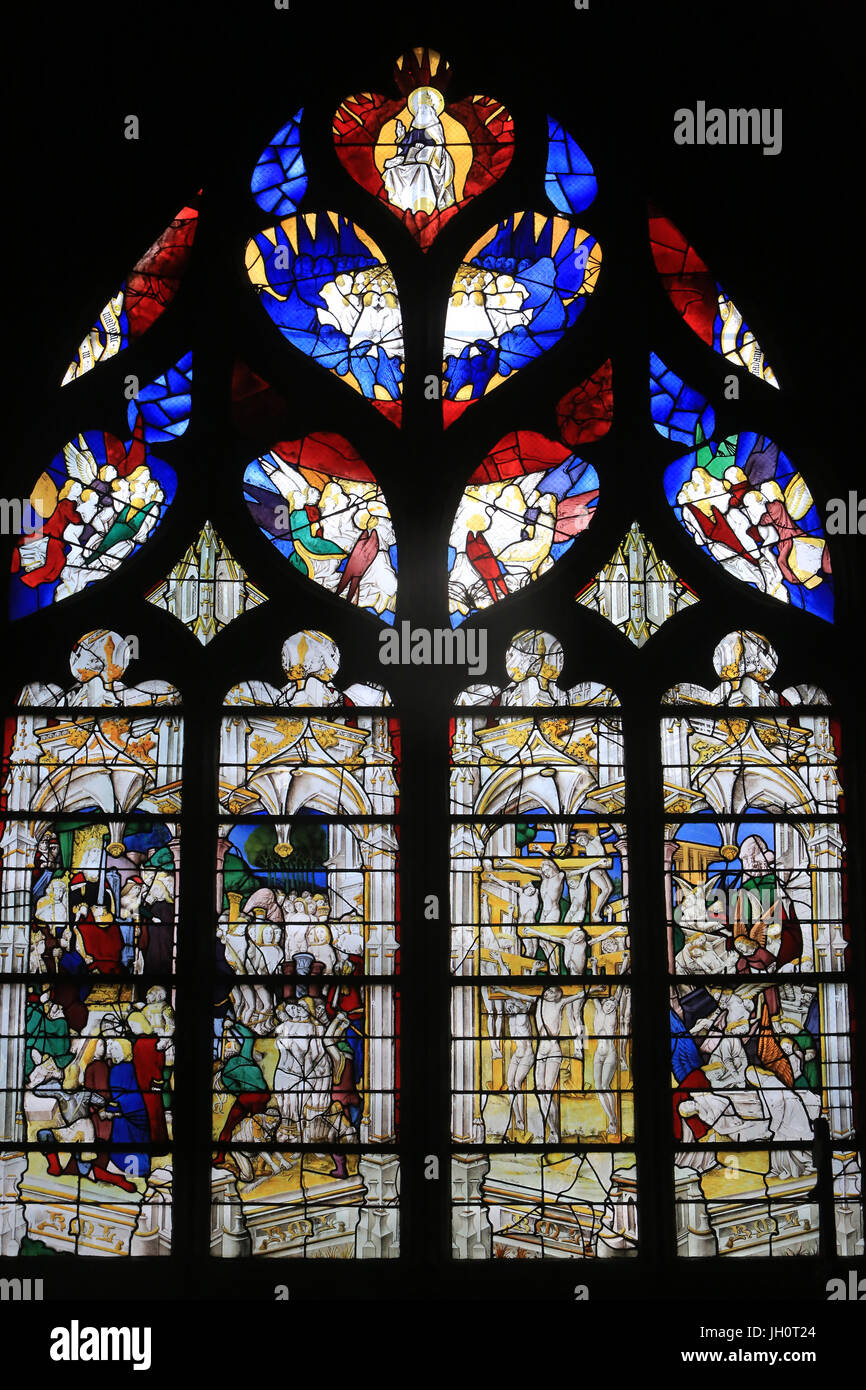 Les dix mille Martyrs du Mont Ararat en Arménie. 1480. (De gauche à droite : Acace et ses hommes face à la sept rois - flagellation et lapidation - Banque D'Images