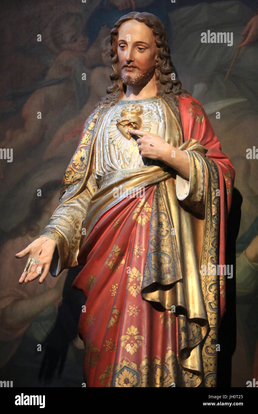 Jésus Christ. Sacré-Cœur. Statue. Moulins Basilique cathédrale. Banque D'Images