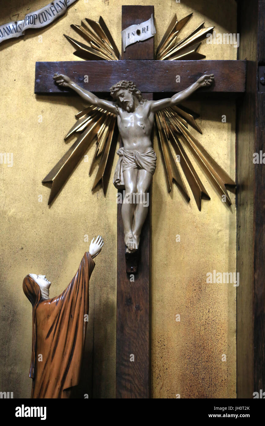 Jésus Christ sur la croix. Eglise Saint Clodoald. Saint-Cloud. Banque D'Images