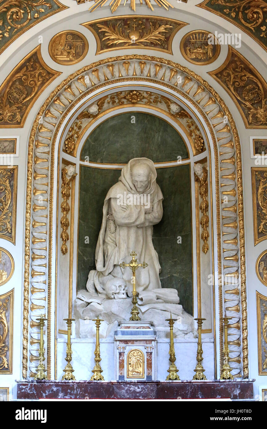 Saint Bruno en prière. La chapelle saint Irénée. St Bruno les Chartreux's Church. Lyon. La France. Banque D'Images