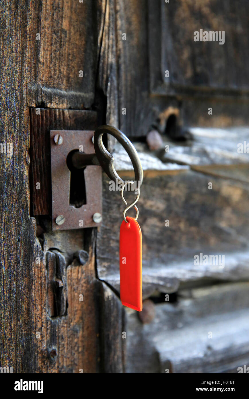 Bionnay chapelle baroque. Vieille porte avec clé. La France. Banque D'Images