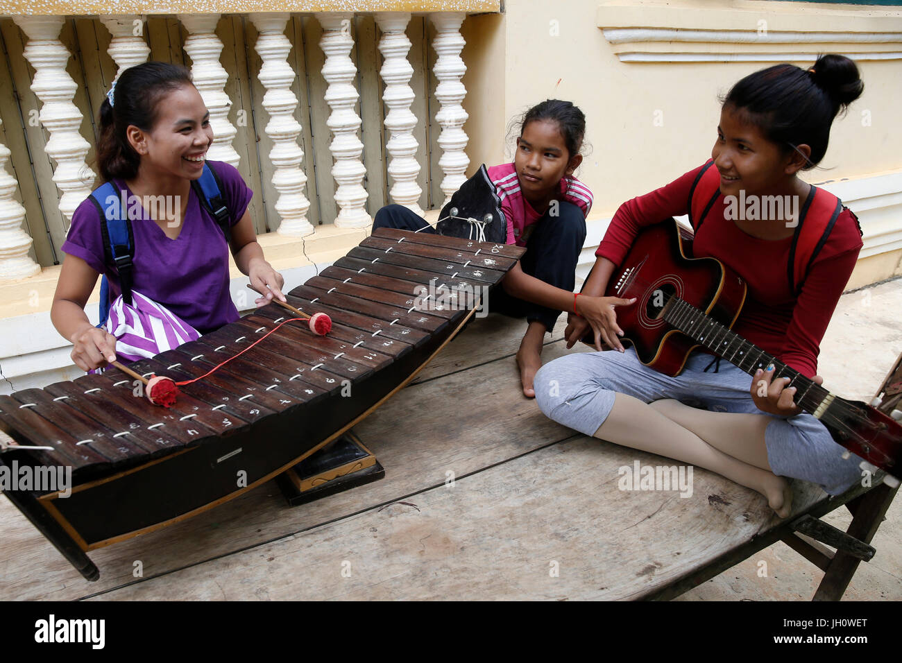 L'école de musique de Phare Ponleu Selpak. Le Cambodge. Banque D'Images