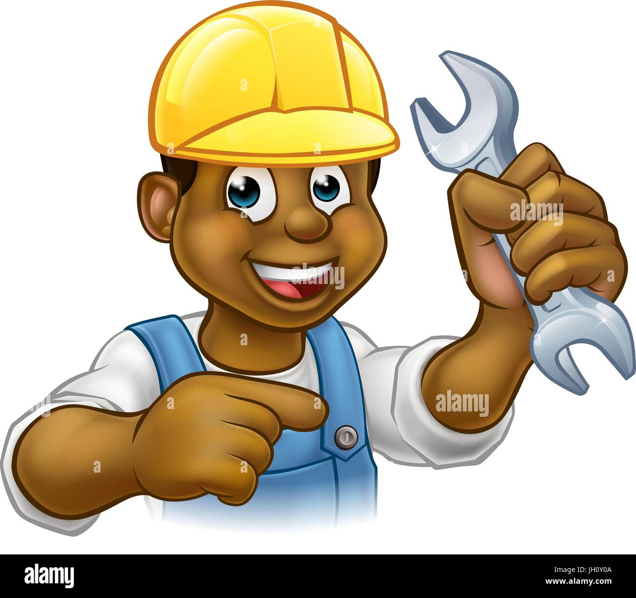 Mécanicien ou plombier avec Spanner Cartoon Illustration de Vecteur