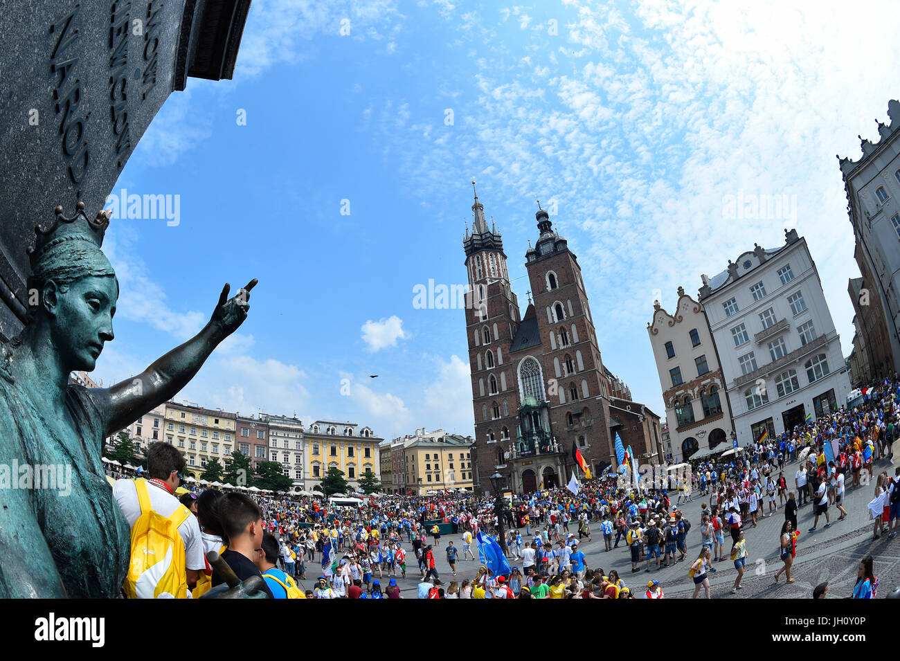 Journée mondiale de la jeunesse. Cracovie. 2016. Les pèlerins dans la ville. La Pologne. Banque D'Images