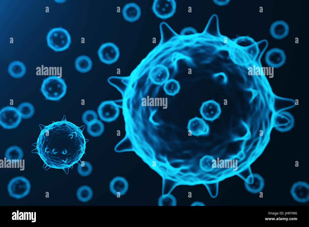 Le Virus De La Grippe Porcine Virus et microbes, bactéries, cellules de l'organisme infecté. Le virus de la grippe H1N1, Grippe porcine sur fond abstrait. Les virus bleu rougeoyer en couleur attrayante Photo Stock - Alamy