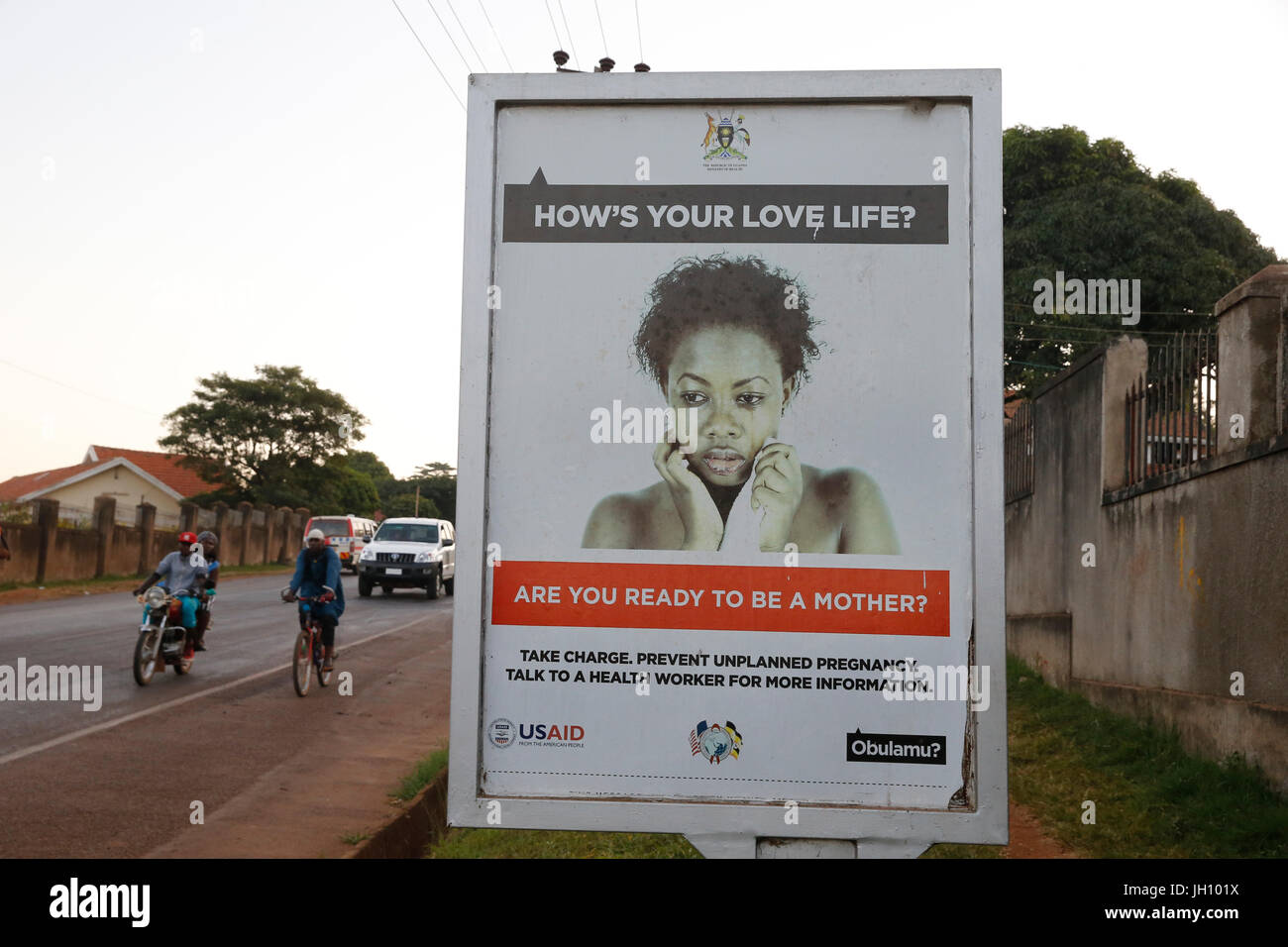 Grossesse non planifiée d'informations poster à Kampala. L'Ouganda. Banque D'Images