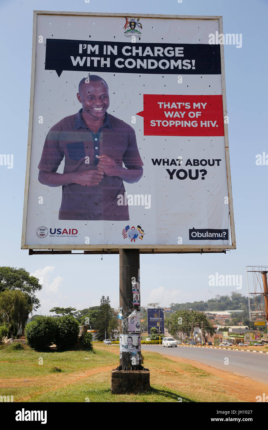 Affiche d'information VIH/SIDA à Kampala. L'Ouganda. Banque D'Images