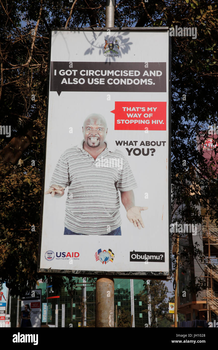 Affiche d'information VIH/SIDA à Kampala. L'Ouganda. Banque D'Images