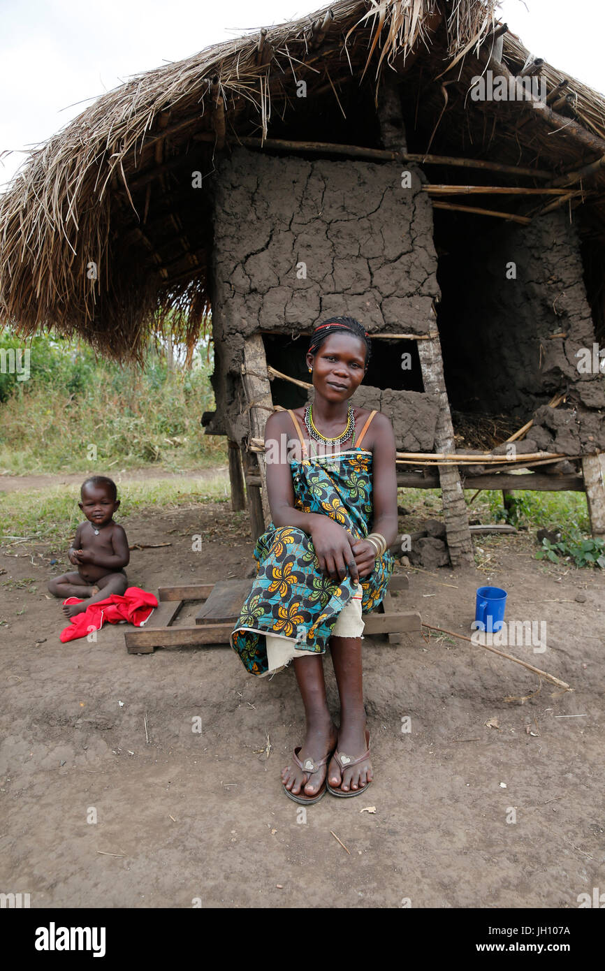 Ugandan la mère et l'enfant. L'Ouganda. Banque D'Images