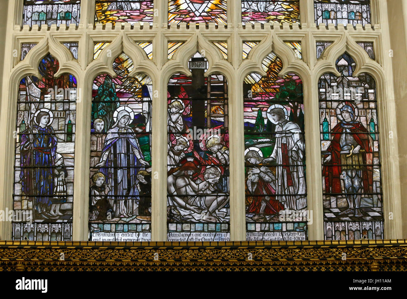 La cathédrale Saint Martin, Leicester, Royaume-Uni Royaume-Uni vitrail. Banque D'Images