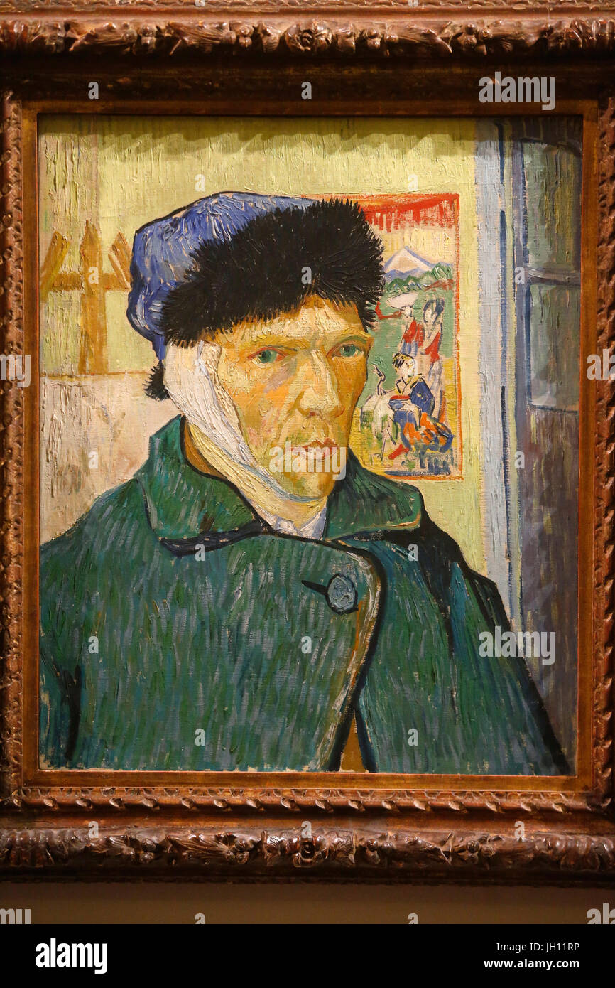 La Courtauld Gallery. Vincent Van Gogh. Autoportrait avec une oreille bandée. 1889. Huile sur toile. United Kingdom. Banque D'Images