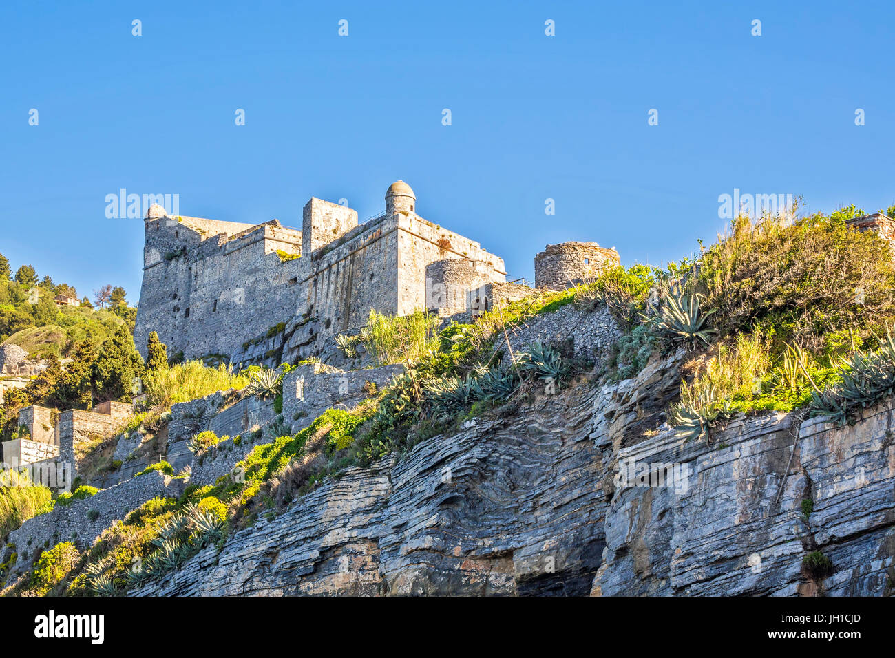 Forteresse médiévale Portovenere, Cinque Terre, La Spezia, ligurie, italie Banque D'Images