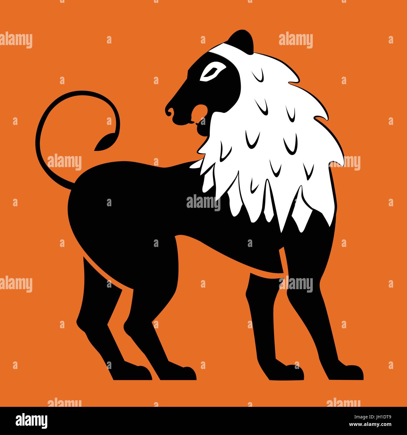 Noir stylisé lions. Lion silhouette. Vector illustration isolé sur fond blanc Illustration de Vecteur