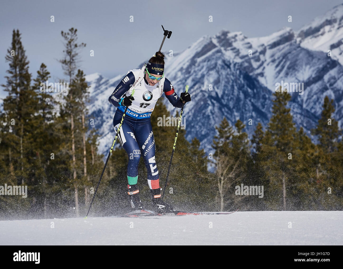 Dorothea Wierer de l'Italie pendant la Coupe du monde de Biathlon IBU Canmore Womans course de sprint 2016 Banque D'Images