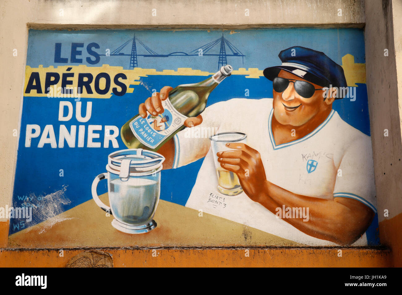 Quartier Le Panier à Marseille. L'art mural en France. Banque D'Images