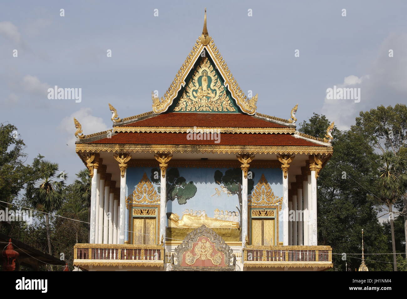 Toit pagode khmer. Wat Khor. Le Cambodge. Banque D'Images