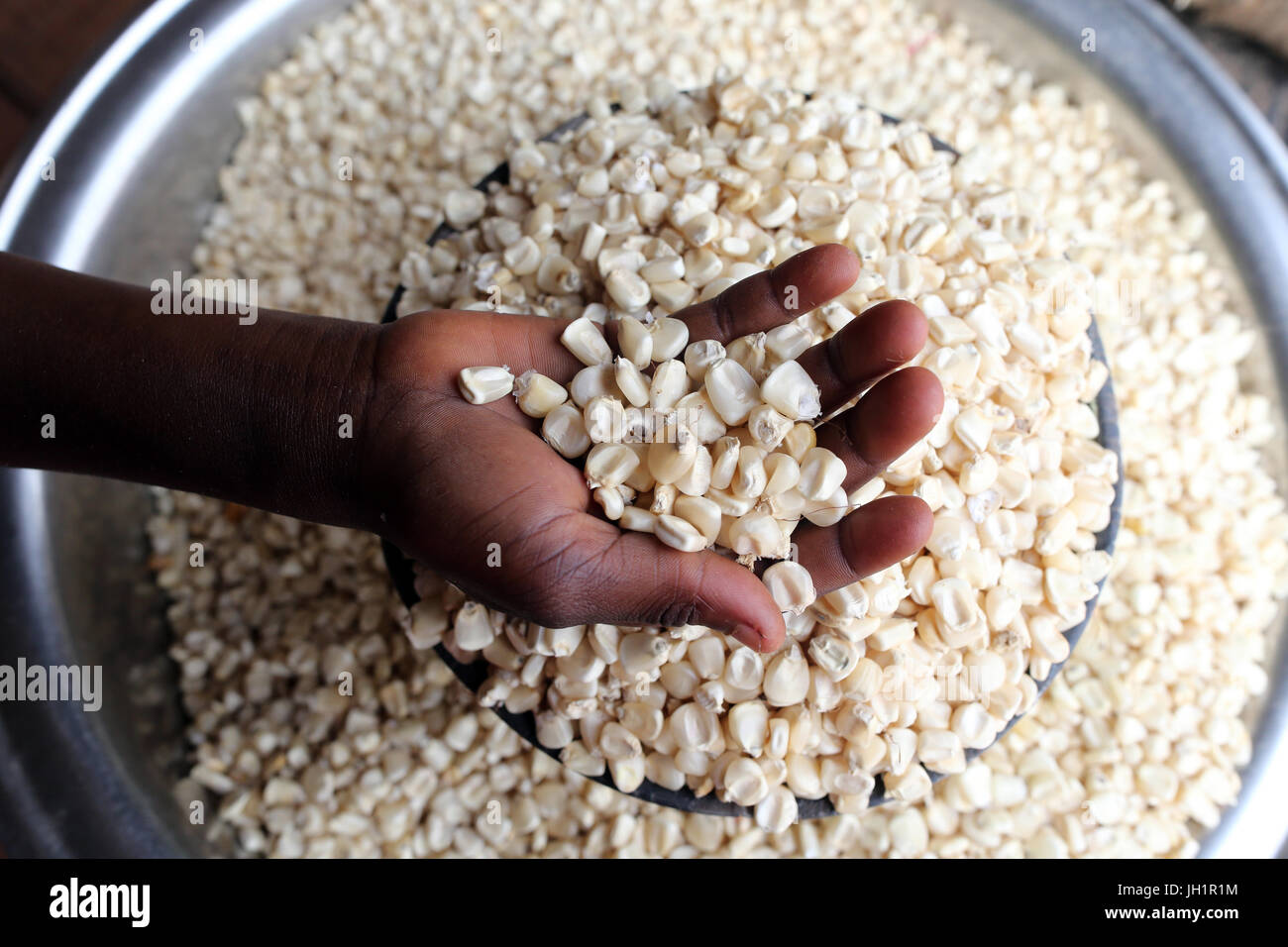 Marché Africain. Femme vendant du maïs. Le Togo. Banque D'Images