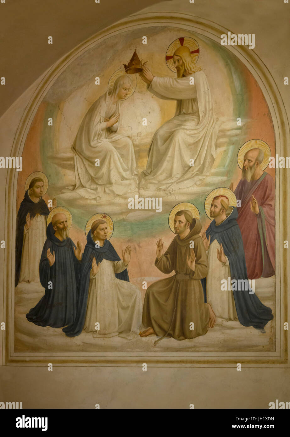 Couronnement de la Vierge, cellule 9, par Fra Beato Angelico, 1440-42, couvent de San Marco, Florence, Toscane, Italie, Europe Banque D'Images
