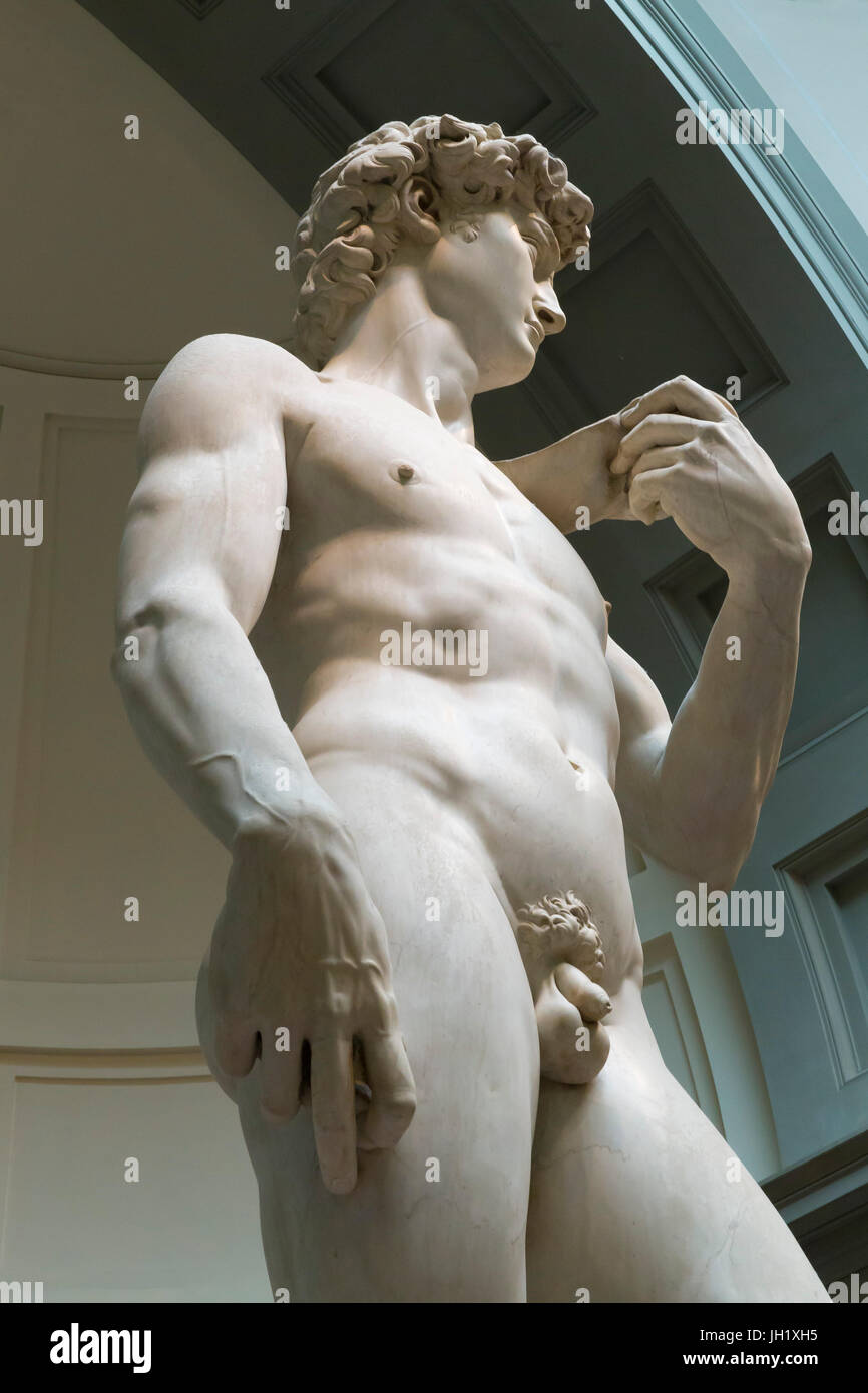 Sculpture de marbre, David de Michel-Ange, 1501-1504, Galerie des Offices, Florence, Toscane, Italie, Europe Banque D'Images