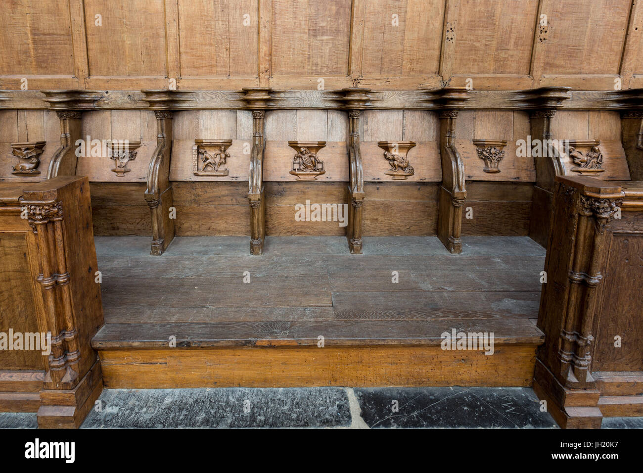 Vieille église ou la Oude Kerk, AMSTERDAM, Pays-Bas - JULI 7, 2017 : Old Wooden miséricordes. Banque D'Images