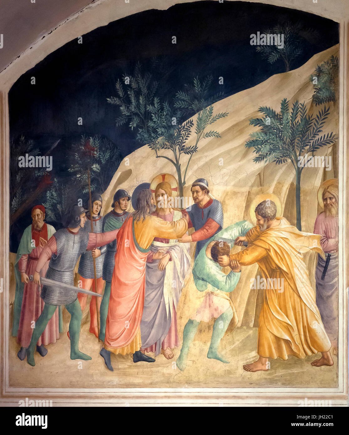 Le baiser de Judas, la trahison du Christ, par Fra Beato Angelico, 1437-1446, couvent de San Marco, Florence, Toscane, Italie, Europe Banque D'Images